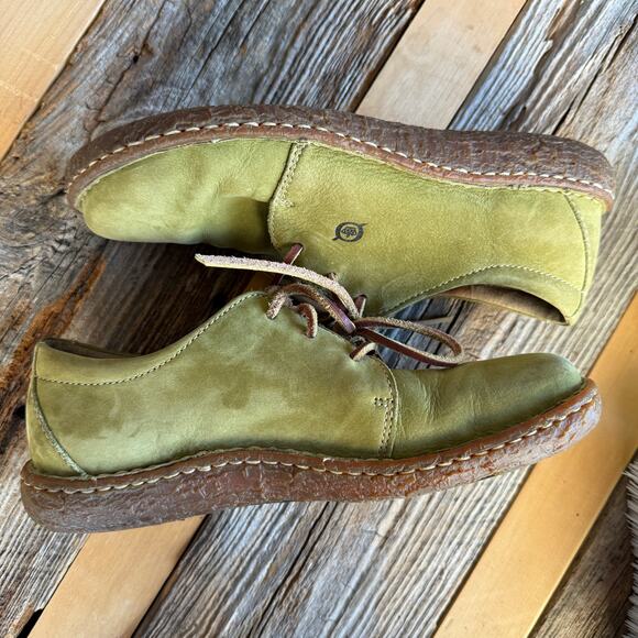 Womens vintage Born green leather sneaker - leather laces - W7808 - size 8.5 - Picture 5 of 11